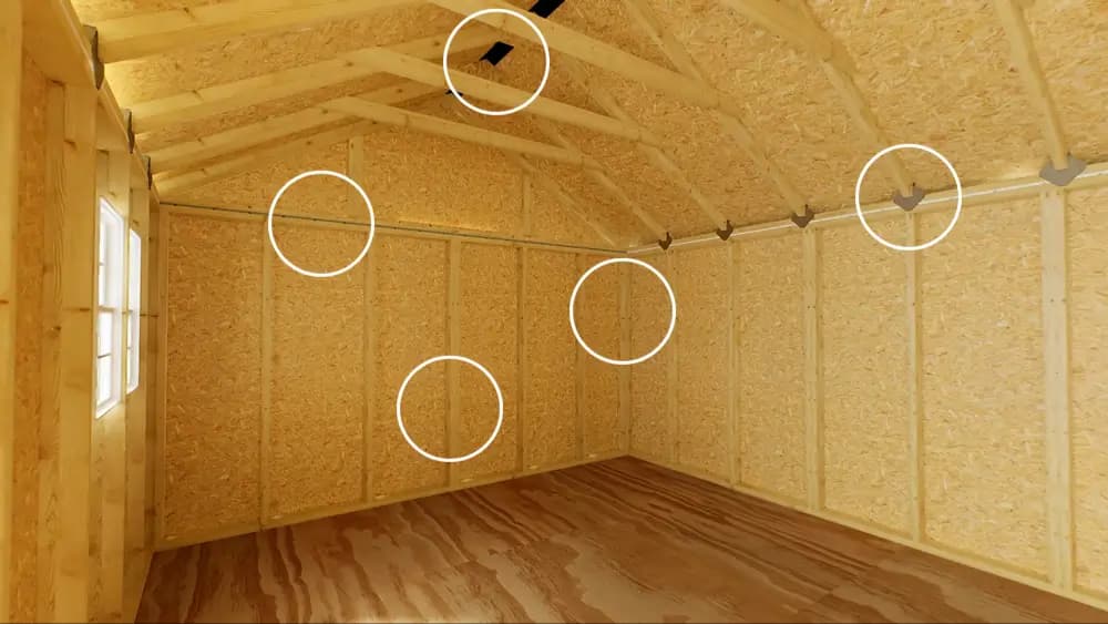 Interior framing of a Best Barns shed