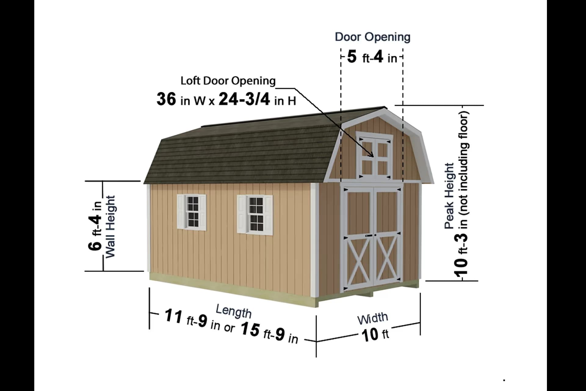 10 x 12 shed with dimensions