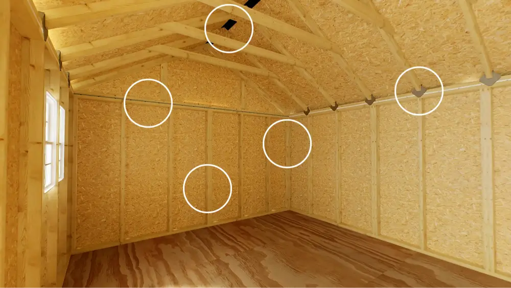 Interior framing of a Best Barns shed
